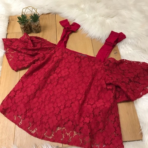 Anthropologie Sunday in Brooklyn Red Lace Top NWT - Picture 1 of 7